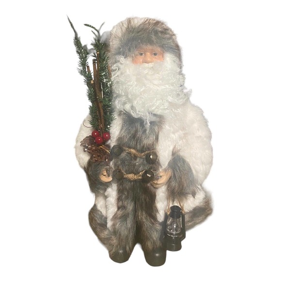 Holiday Lane Standing Santa with Lamp & Branch Woodland Rustic Style 12”